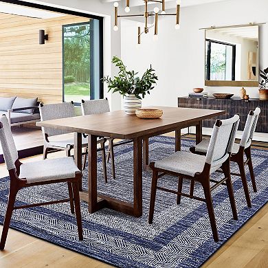 Garvee Square Frame Faux Wool Modern Solid Color Printed Washable Non Slip Area Rug