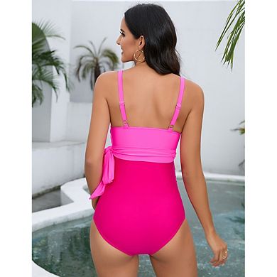 Maternity Swimsuit One Piece Bathing Suit V Neck Cutout High Waisted Comfortable Stylish Swimwear