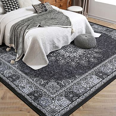 Garvee Machine Washable Non Slip Vintage Floral Area Rug