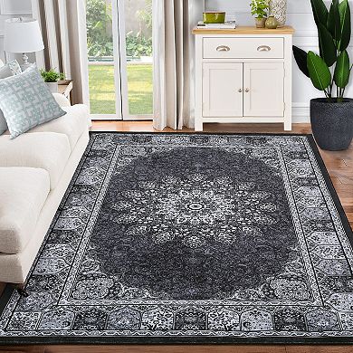 Garvee Machine Washable Non Slip Vintage Floral Area Rug