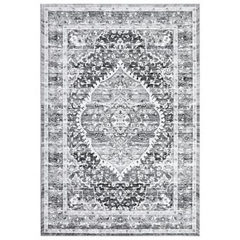 Garvee Machine Washable Distressed Ornate Area Rug