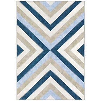 Garvee Pearl Velvet Modern Geometric Printed Area Rug Machine Washable Carpet for Home Use