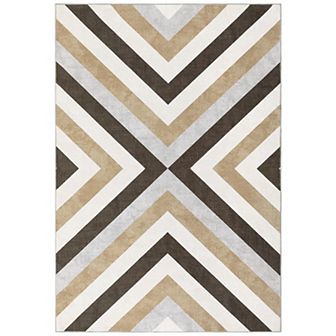 Garvee Pearl Velvet Modern Geometric Printed Area Rug Machine Washable Carpet for Home Use