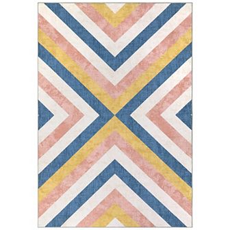 Garvee Pearl Velvet Modern Geometric Printed Area Rug Machine Washable Carpet for Home Use