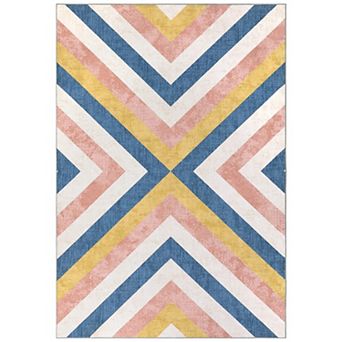Garvee Pearl Velvet Modern Geometric Printed Area Rug Machine Washable Carpet for Home Use