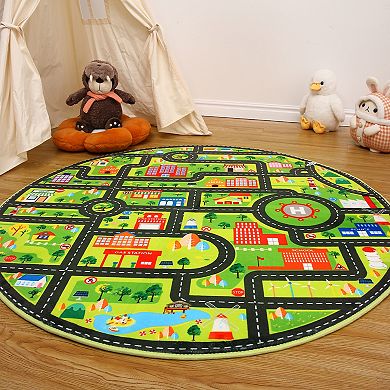 Garvee Washable Kids Playroom Rug Non Slip Carpet with City Life Traffic Road Design for Children