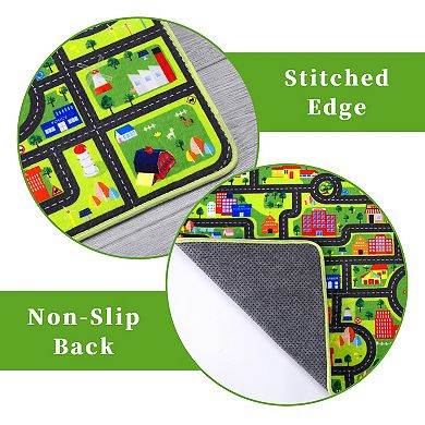 Garvee Washable Kids Playroom Rug Non Slip Carpet with City Life Traffic Road Design for Children