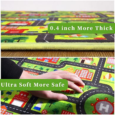 Garvee Washable Kids Playroom Rug Non Slip Carpet with City Life Traffic Road Design for Children