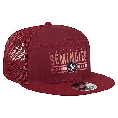 Men's New Era Garnet Florida State Seminoles Split Panel 9FIFTY Snapback Trucker Hat