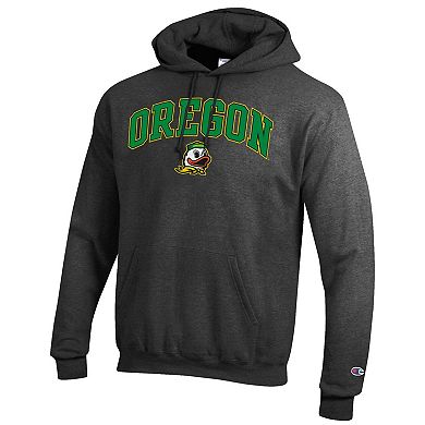 Men's Champion® Charcoal Oregon Ducks Arched Logo Fleece Pullover Hoodie