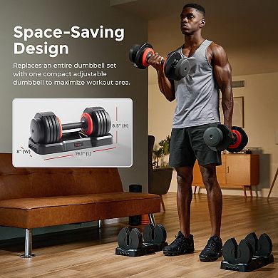 Sunny Health & Fitness Elite Adjustable Dumbbell 55-Pound