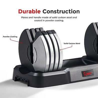 Sunny Health & Fitness Elite Adjustable Dumbbell 55-Pound