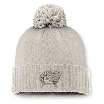Men's�Fanatics Gray Columbus Blue Jackets Road 7 Cuffed Knit Hat with Pom