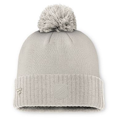 Men's�Fanatics Gray Columbus Blue Jackets Road 7 Cuffed Knit Hat with Pom