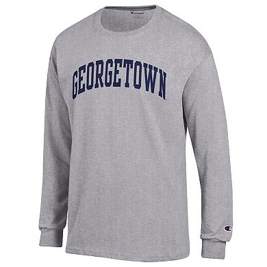 Men's Champion Heather Gray Georgetown Hoyas Basic Arch Long Sleeve T-Shirt