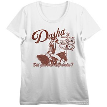 Juniors' Dasha Did Your Boots Stop Graphic Tee