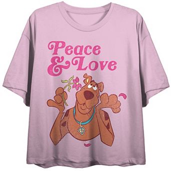 Juniors' Scooby Doo Peace & Love Graphic Tee