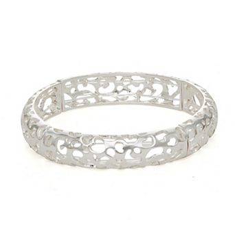 Nine West Silver Tone Leopard Stretch Bracelet