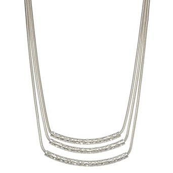 Nine West Silver Tone Multirow Necklace
