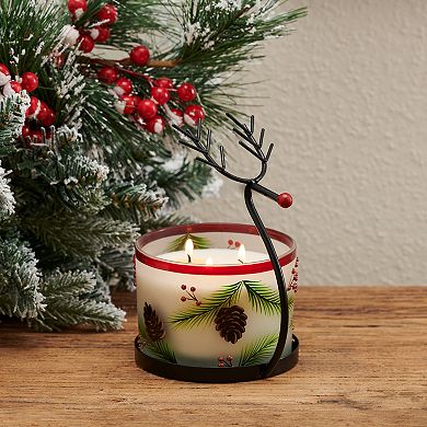 Studio 66 Woodland Rudy Three-Wick Candle with Decorative Holder