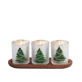 Studio 66 Glacier Forest 4 pc Votive Candle and Tray Set