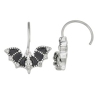 Napier Silver Tone Bat Drop Earrings
