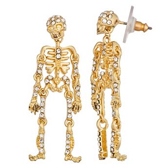 Napier Gold Tone Skeleton Drop Earrings