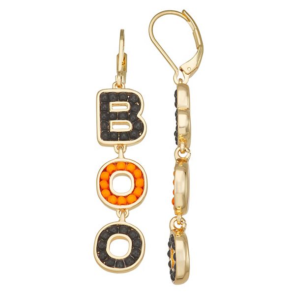 Napier Gold Tone Boo Drop Earrings - Orange