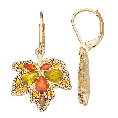 Napier Gold Tone Leaf Drop Earrings