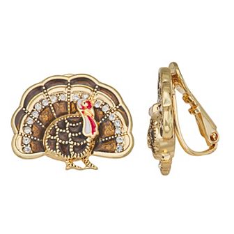 Napier Gold Tone Turkey Stud Clip-On Earrings