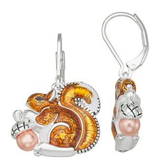 Napier Silver Tone Squirrel Drop Earrings