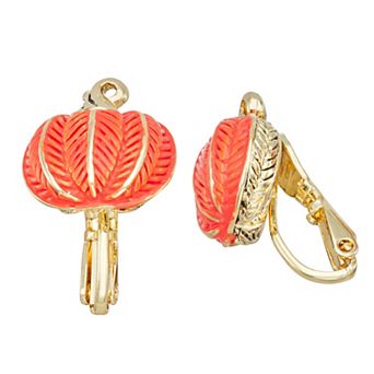 Napier Gold Tone Pumpkin Clip-On Earrings