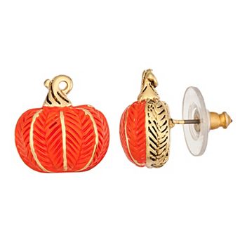 Napier Gold Tone Pumpkin Stud Earrings