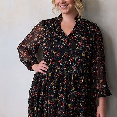 Plus Size LC Lauren Conrad Babydoll Tiered Shirtdress