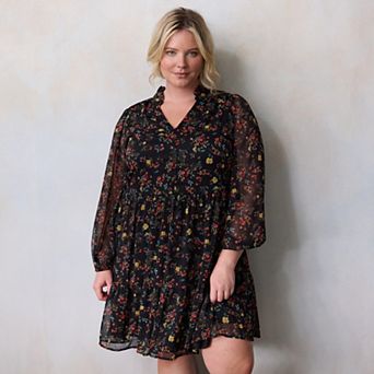 Plus Size LC Lauren Conrad Babydoll Tiered Shirtdress