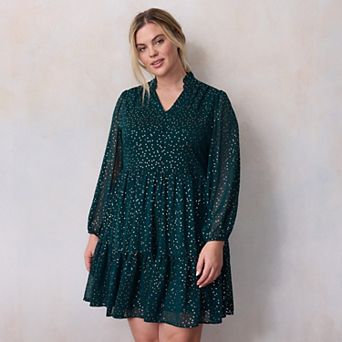 Plus Size LC Lauren Conrad Babydoll Tiered Shirtdress