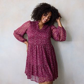 Plus Size LC Lauren Conrad Babydoll Tiered Shirtdress