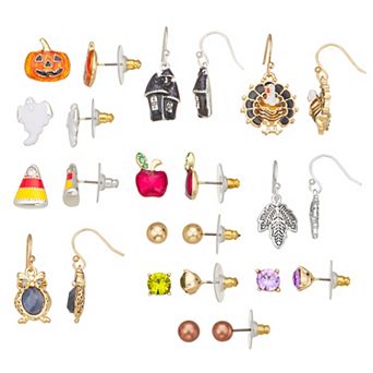 Napier Tri Tone 12-Pair Fall Earring Set