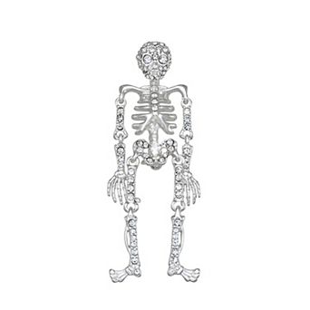 Napier Silver Tone Simulated Crystal Skeleton Pin