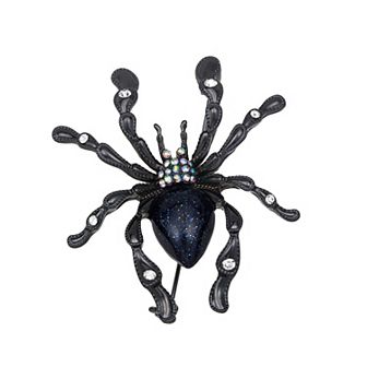 Napier Jet Black Tone Simulated Crystal Spider Pin