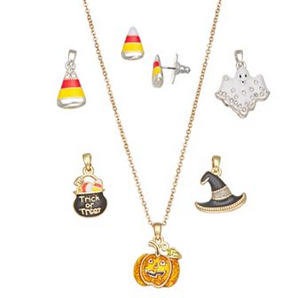 Napier Two Tone Elevated Halloween Necklace & Stud Earrings Set