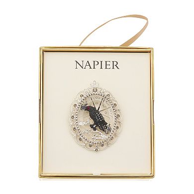 Napier Silver Tone Elevated Crow Cameo Pin