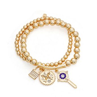 Nine West Gold Tone Charm Stretch 2 pk Bracelet Set