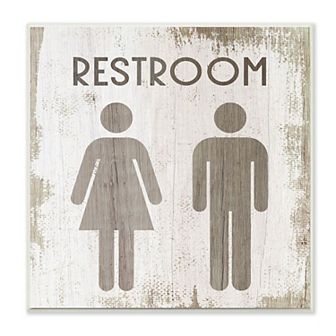 Stupell Home Decor Vintage Restroom People Silhouettes Plaque Wall Art