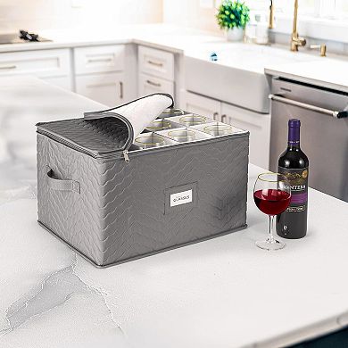Sorbus Deluxe Quilted Stemware Case with Dividers - Service for 12
