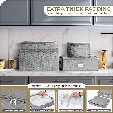 Sorbus Deluxe Quilted Stemware Case with Dividers - Service for 12