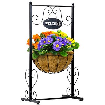Sorbus Welcome Planter Basket Stand with Coco Liner