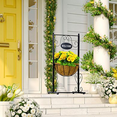 Sorbus Welcome Planter Basket Stand with Coco Liner