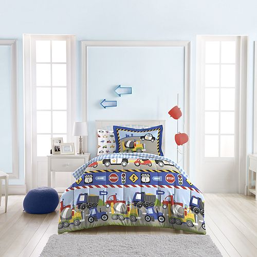 Boy Zone Twin Sheet Set Construction Vehicles 100 Easy Care Cotton Kids Furniture Decor Storage Sheet Pillowcase Sets