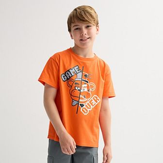 Boys 8-20 Five Nights at Freddy's Halloween "Game Over" Split Face Graphic Tee